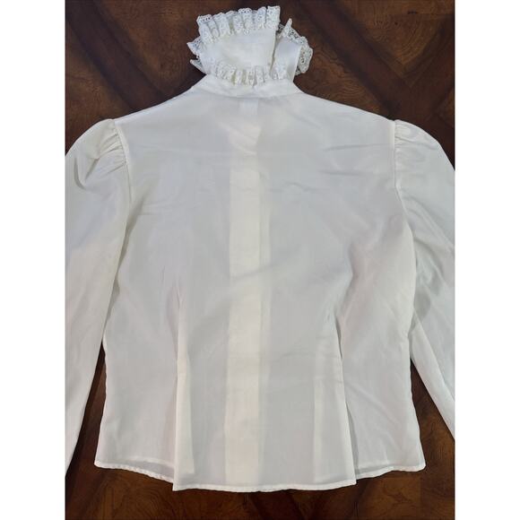 Vintage Sheer And Lace Ivory Blouse Large Romantic Victorian Cottagecore - Picture 10 of 16